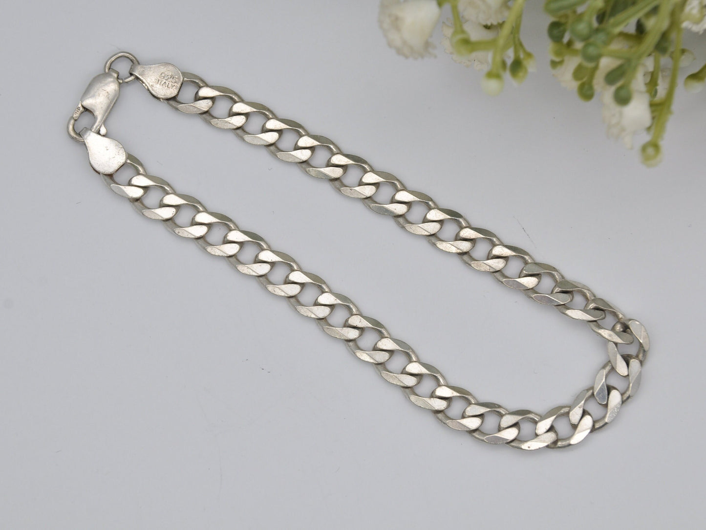 Sterling Silver Curb Link Chain Bracelet - Big | Italy | Lobster Claw | 925 | 14.9g | 22.5cm