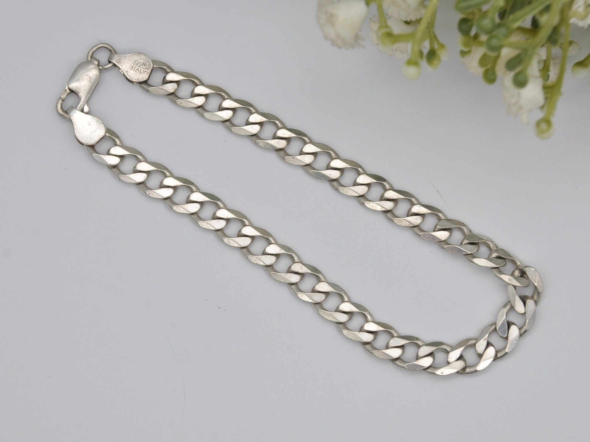 Sterling Silver Curb Link Chain Bracelet - Big | Italy | Lobster Claw | 925 | 14.9g | 22.5cm