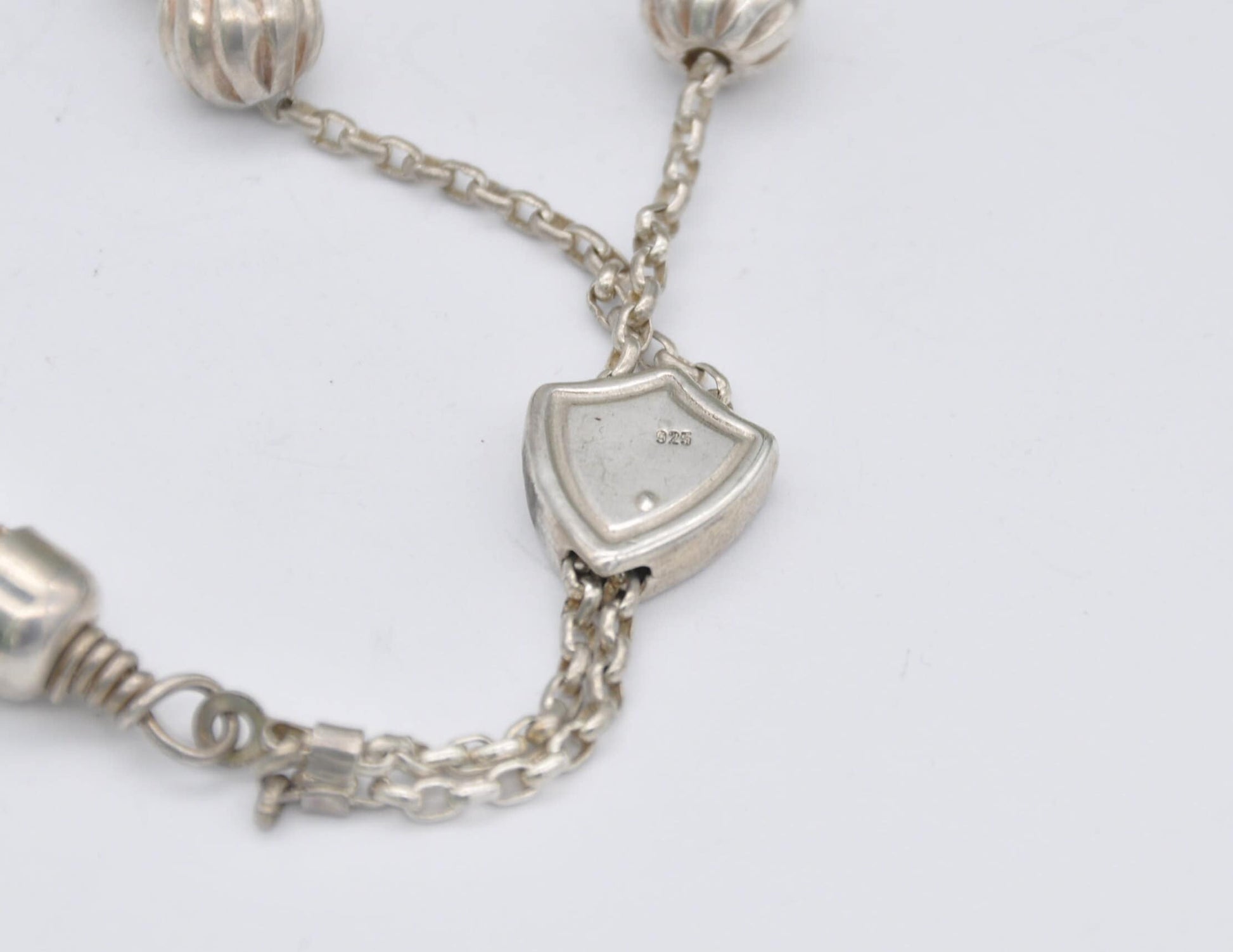 Sterling Silver Prayer Beads - Silver Bead / Silver Balls / Catholic / Religious / Shield / Vintage