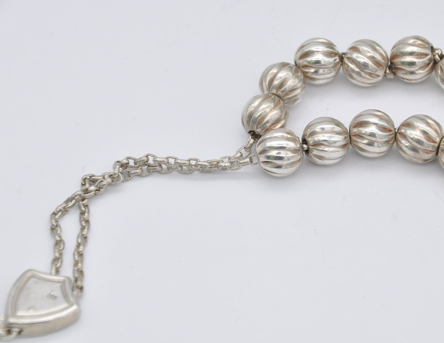 Sterling Silver Prayer Beads - Silver Bead / Silver Balls / Catholic / Religious / Shield / Vintage