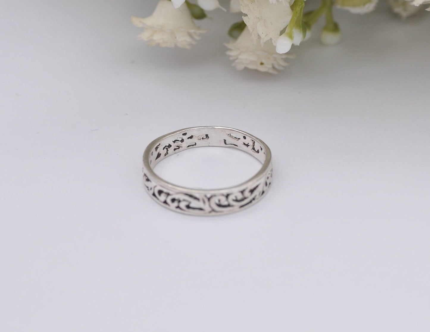 Sterling Silver Celtic Band Ring - Elegant | Scrolling | UK Size - N | US Size - 6 3/4