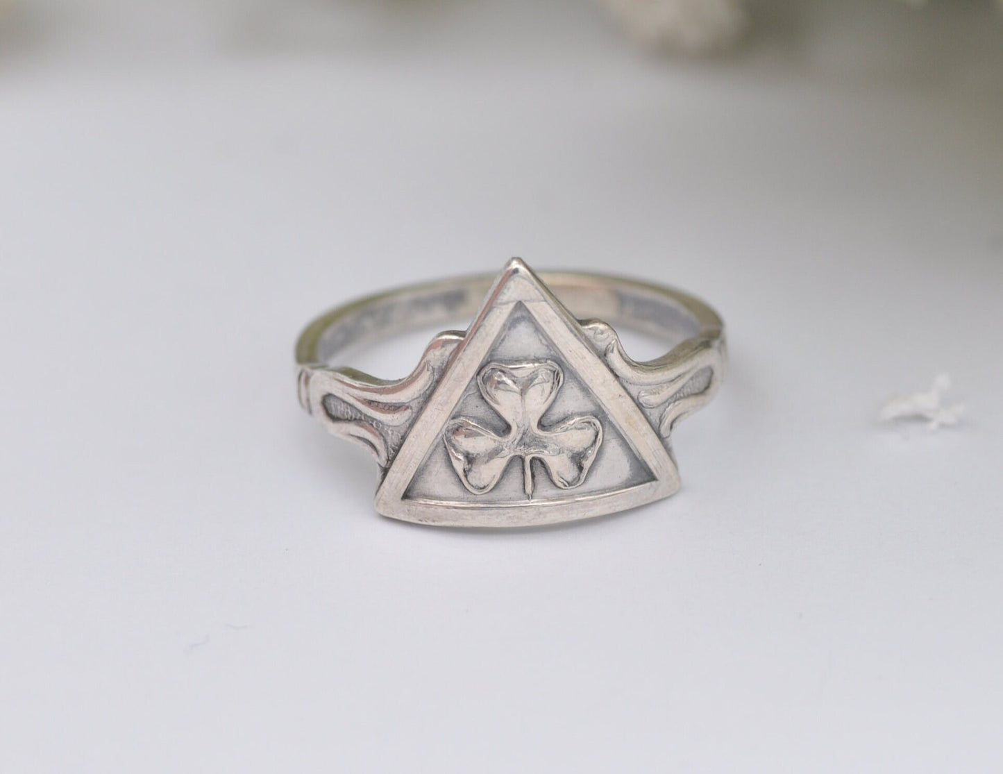 Ottar Hval Norway Silver Ring Vintage - 830 Silver Clover Ring / 830S / Mid-Century / Scandinavian Silver / UK Size - N / US Size - 6 3/4