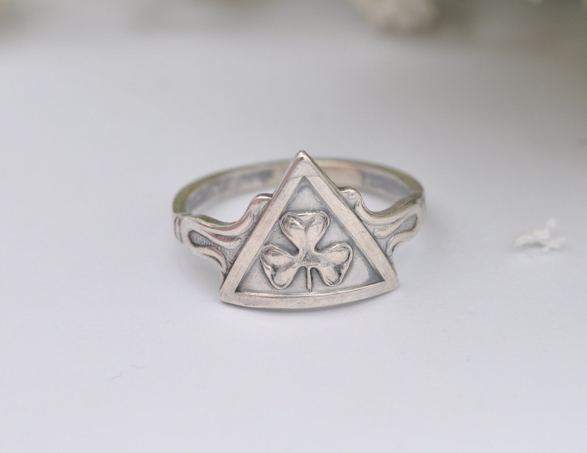 Ottar Hval Norway Silver Ring Vintage - 830 Silver Clover Ring / 830S / Mid-Century / Scandinavian Silver / UK Size - N / US Size - 6 3/4