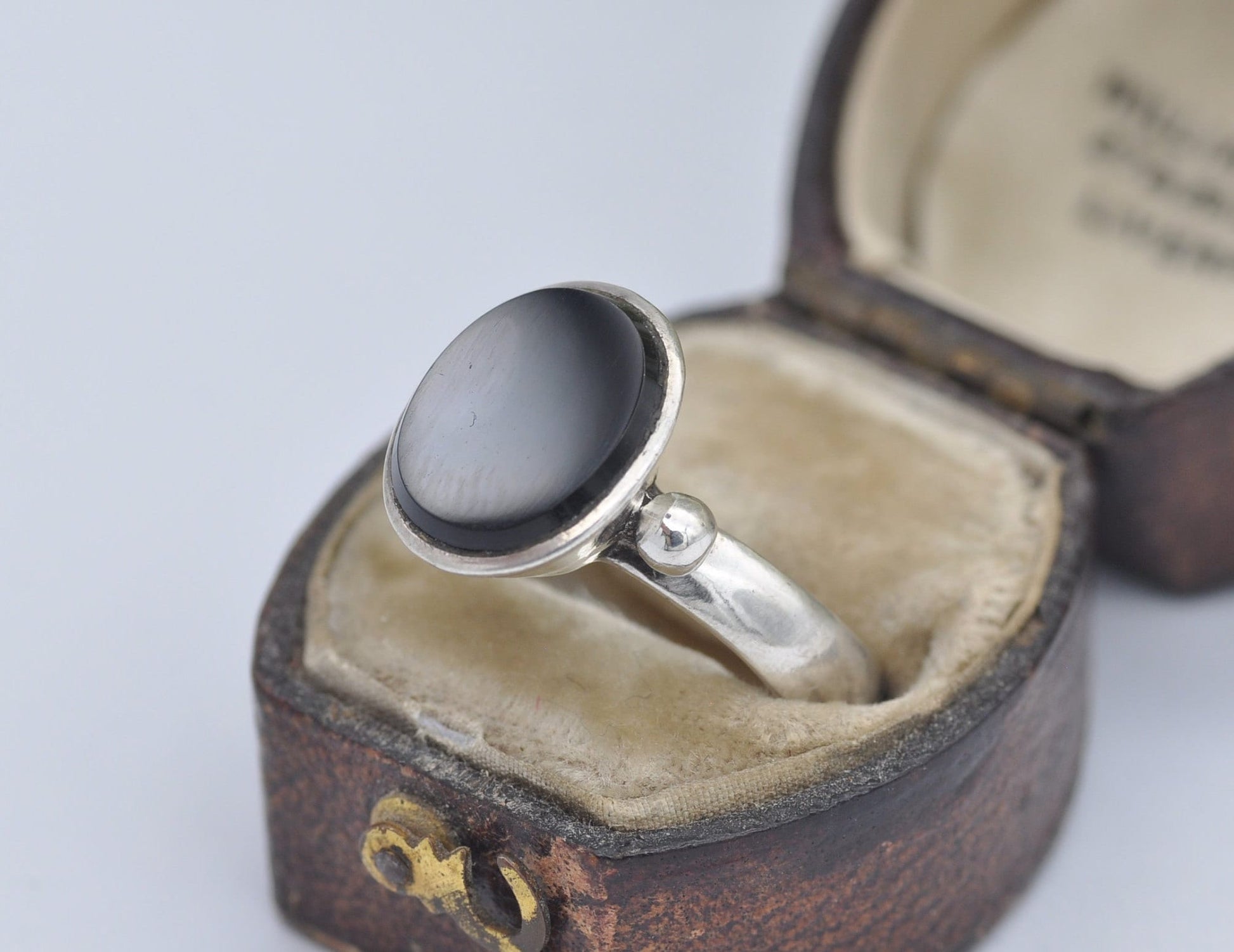 Vintage Sterling Silver and Onyx Statement Ring - Chunky Cocktail / 925 / Black Oval Stone / Unisex / UK Size - N 1/2 / US Size - 7