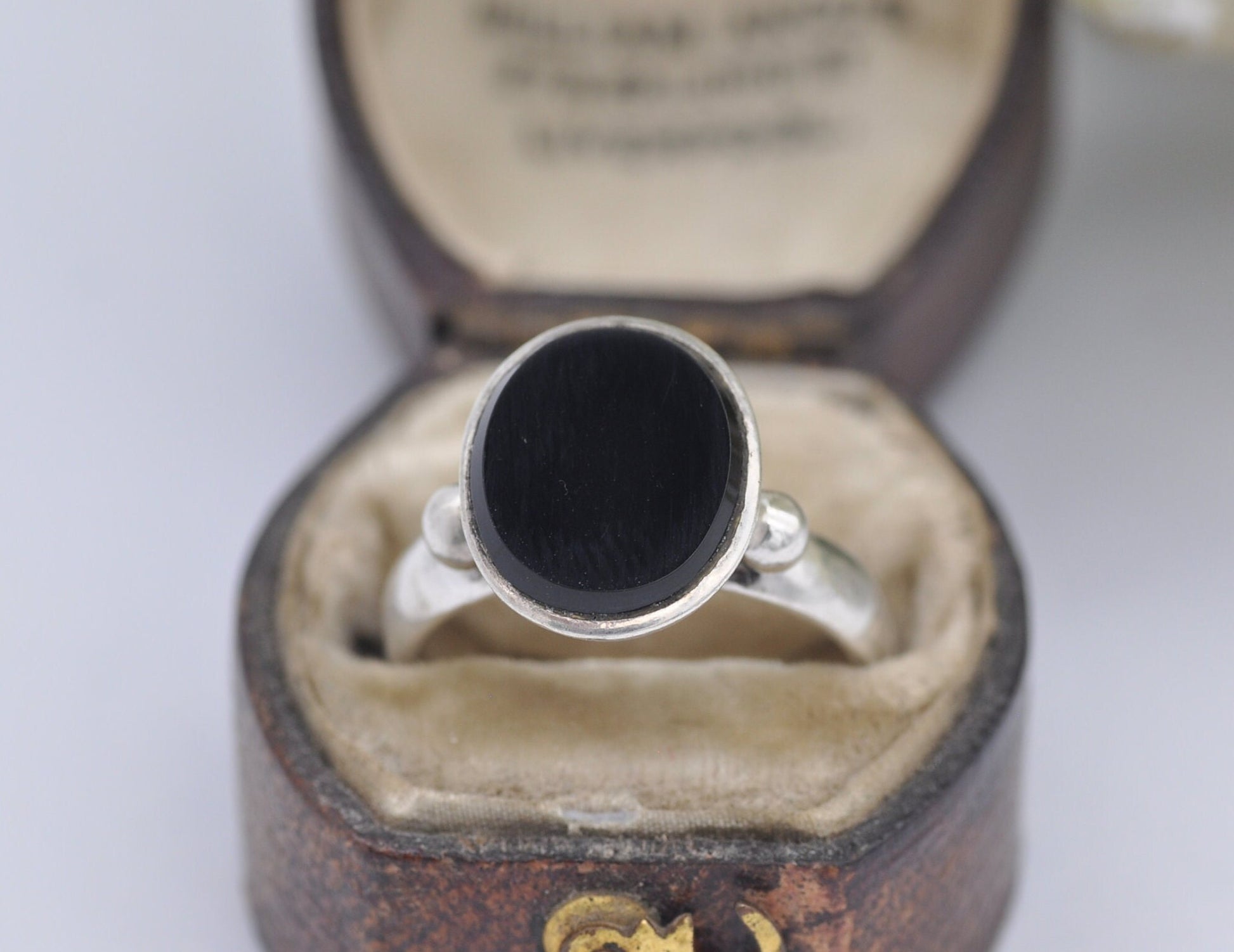 Vintage Sterling Silver and Onyx Statement Ring - Chunky Cocktail / 925 / Black Oval Stone / Unisex / UK Size - N 1/2 / US Size - 7