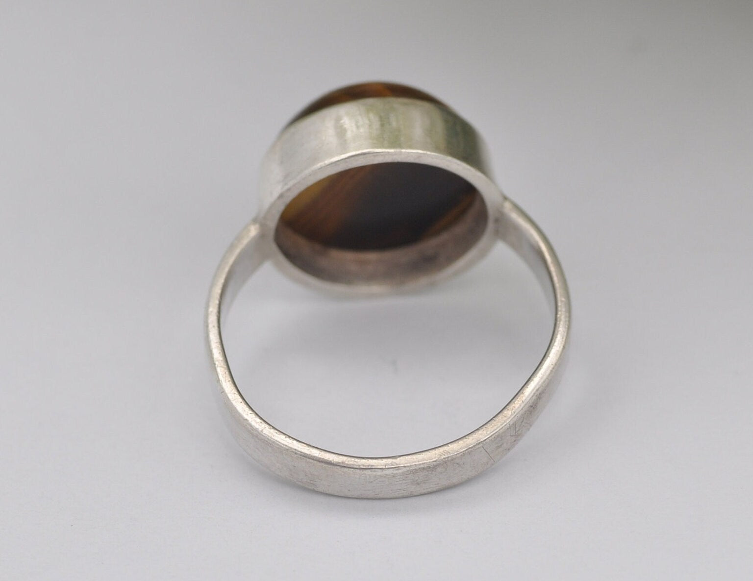Silver and Tiger's Eye Mid-Century Ring 1975 Vintage - Edinburgh Thomas Buchanan / Retro / Scottish / Cabochon / UK Size - L 1/2 US Size - 6