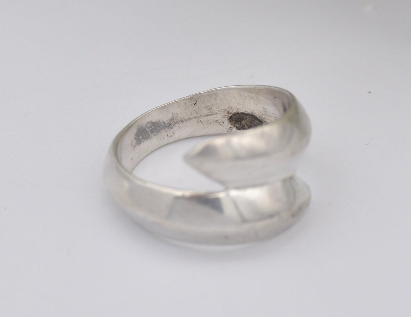 Sterling Silver Bypass Ring - Statement / Minimalist / Vintage Modernist / Crossover Twist / Chunky / Unisex / UK Size - L / US Size - 5 3/4