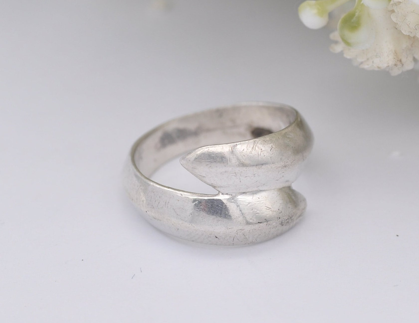 Sterling Silver Bypass Ring - Statement / Minimalist / Vintage Modernist / Crossover Twist / Chunky / Unisex / UK Size - L / US Size - 5 3/4