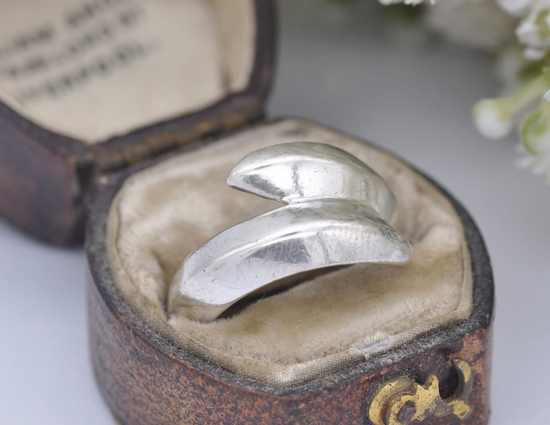 Sterling Silver Bypass Ring - Statement / Minimalist / Vintage Modernist / Crossover Twist / Chunky / Unisex / UK Size - L / US Size - 5 3/4