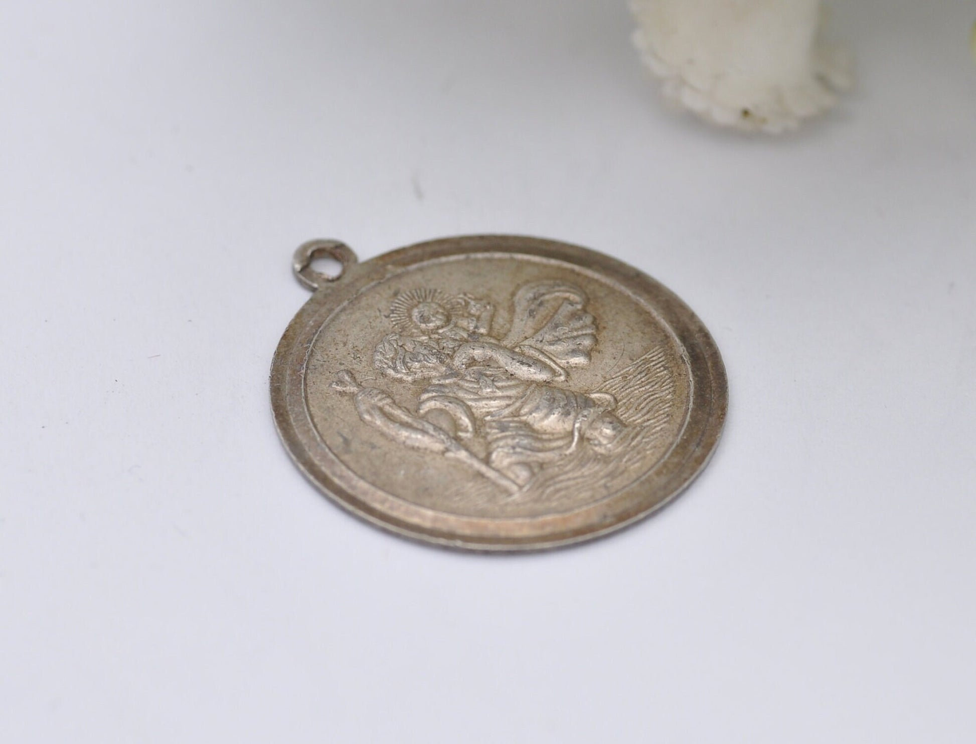 Vintage Sterling Silver St Christopher Pendant AG - Travel / Adventure / Christian Religious Pendant / Nature Lover / Good Luck Token