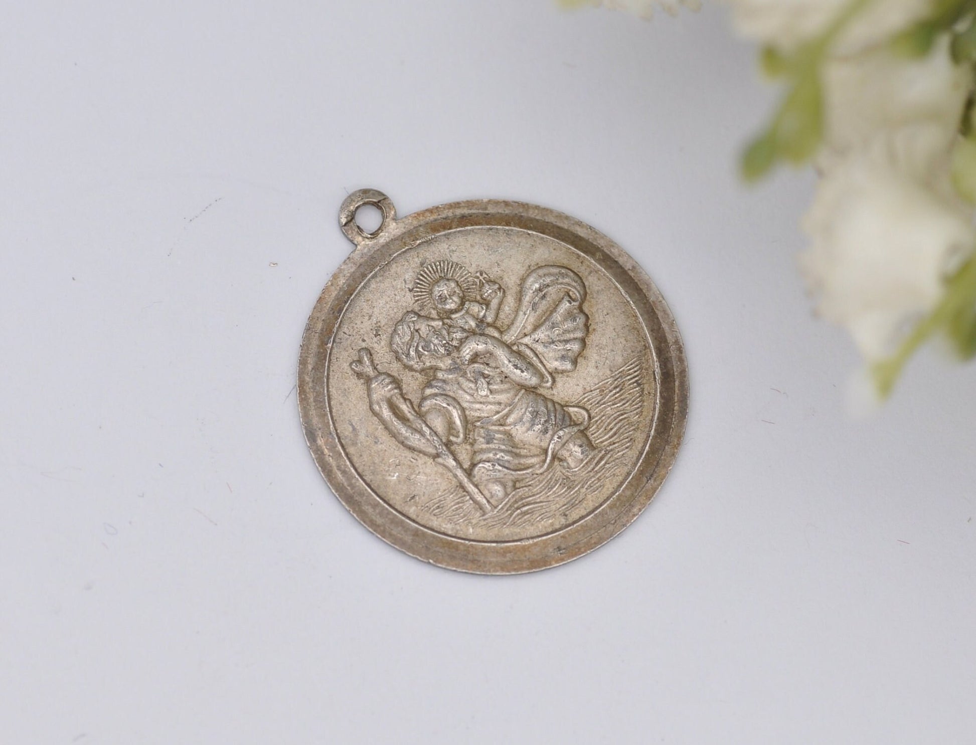 Vintage Sterling Silver St Christopher Pendant AG - Travel / Adventure / Christian Religious Pendant / Nature Lover / Good Luck Token