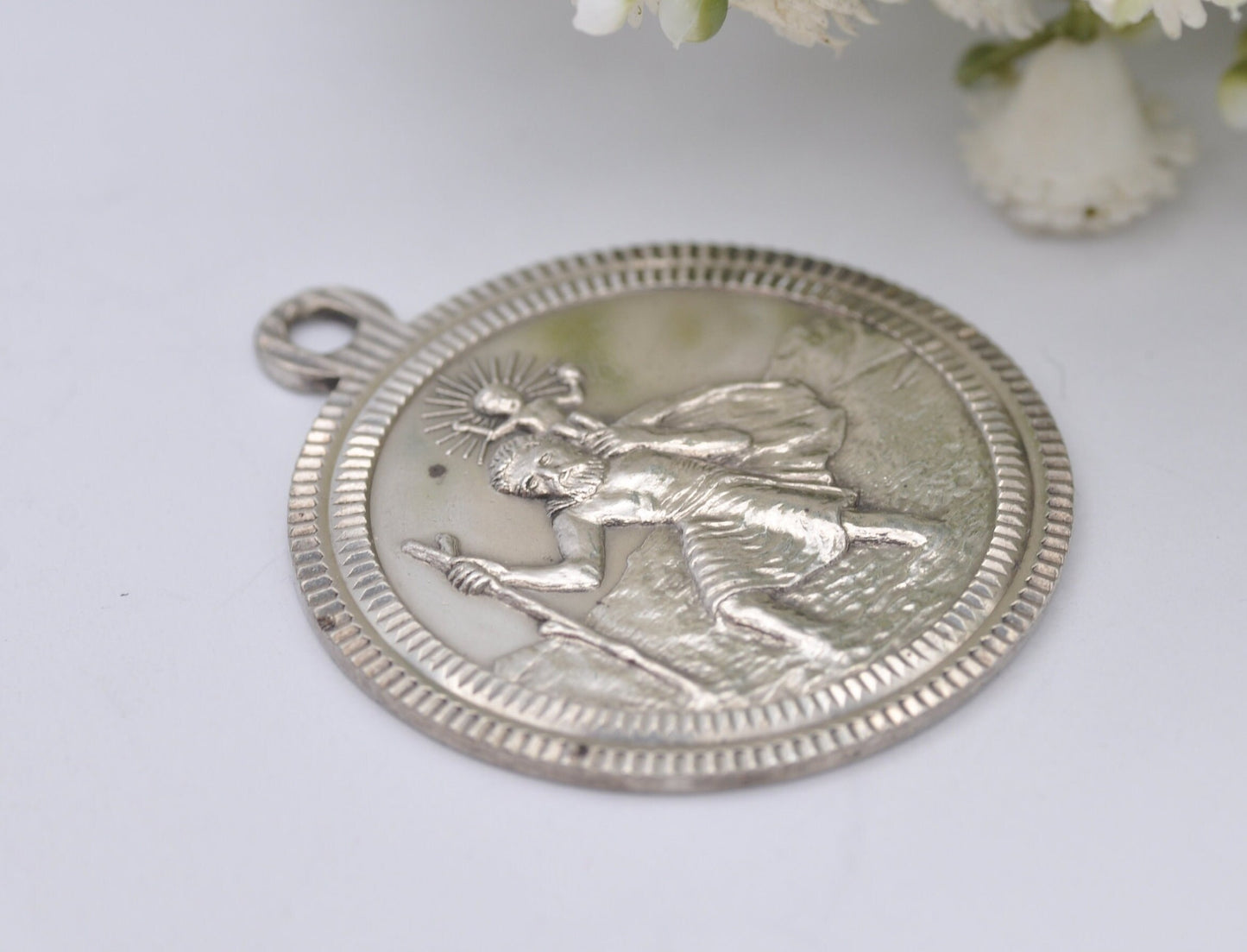 Vintage Sterling Silver St Christopher Pendant Slade & Kempton - 1977 Hallmarked / Saint of Travel / Adventure / Christianity Religious