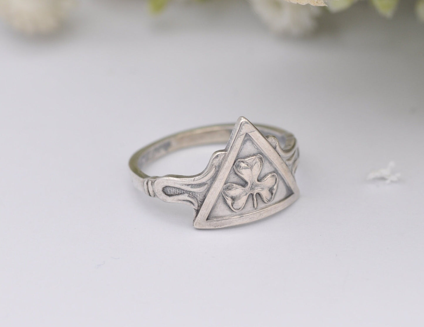 Ottar Hval Norway Silver Ring Vintage - 830 Silver Clover Ring / 830S / Mid-Century / Scandinavian Silver / UK Size - N / US Size - 6 3/4