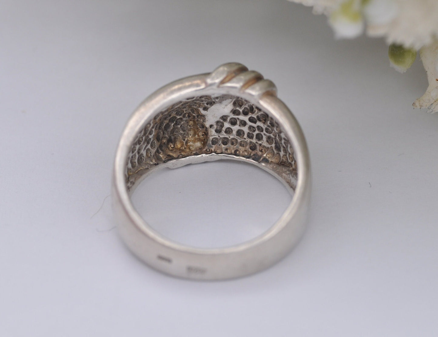 Vintage Silver Woven Knot Ring - Knotted Band / Textured Chunky Statement Ring / Large Unisex / 925 Sterling / UK Size - P / US Size - 7 1/2