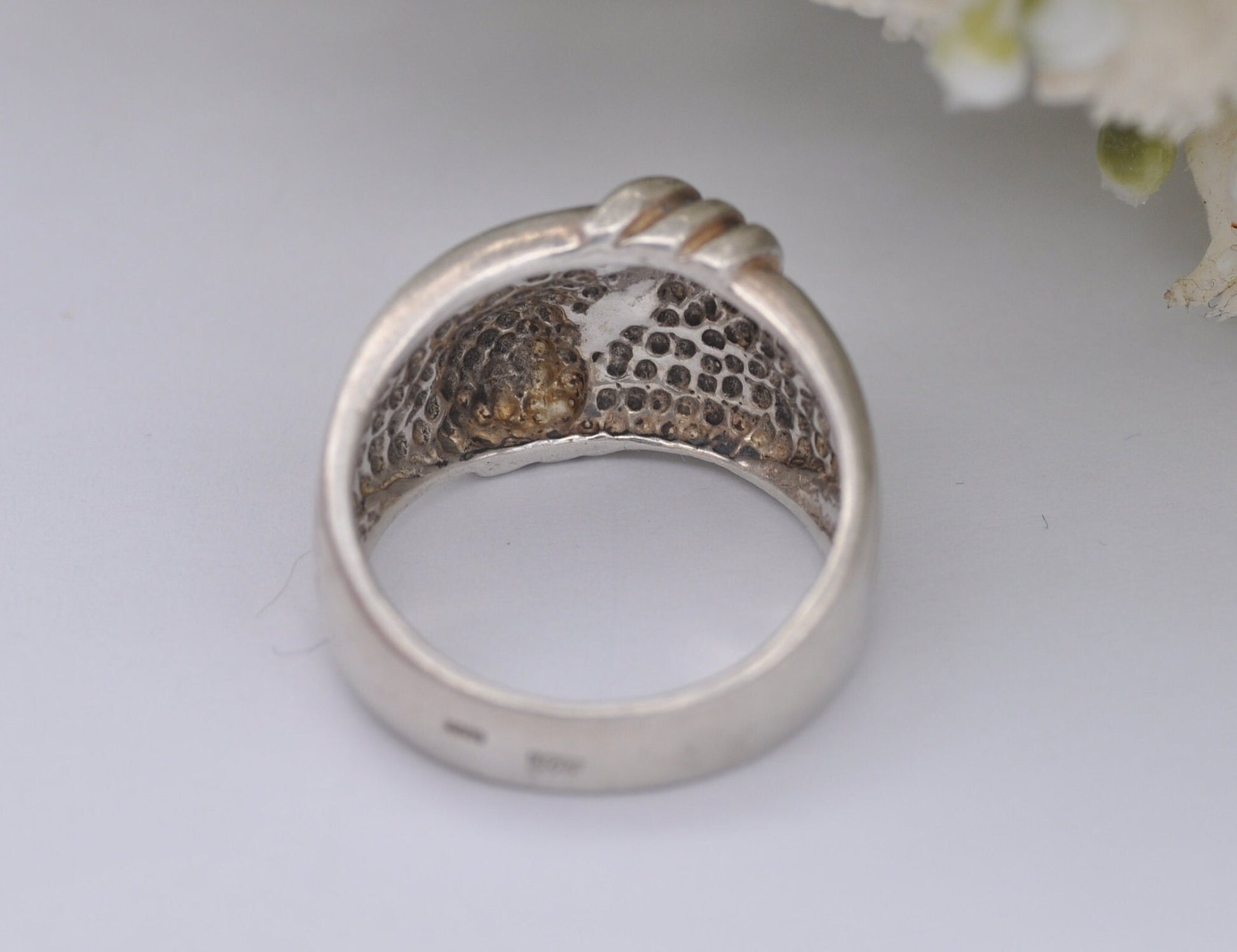 Vintage Silver Woven Knot Ring - Knotted Band / Textured Chunky Statement Ring / Large Unisex / 925 Sterling / UK Size - P / US Size - 7 1/2