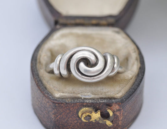 Vintage Sterling Silver Twist Ring - Minimalist Statement / Everyday Jewellery / Scrolling Wave / Unisex Gift / UK Size - L US Size - 5 3/4