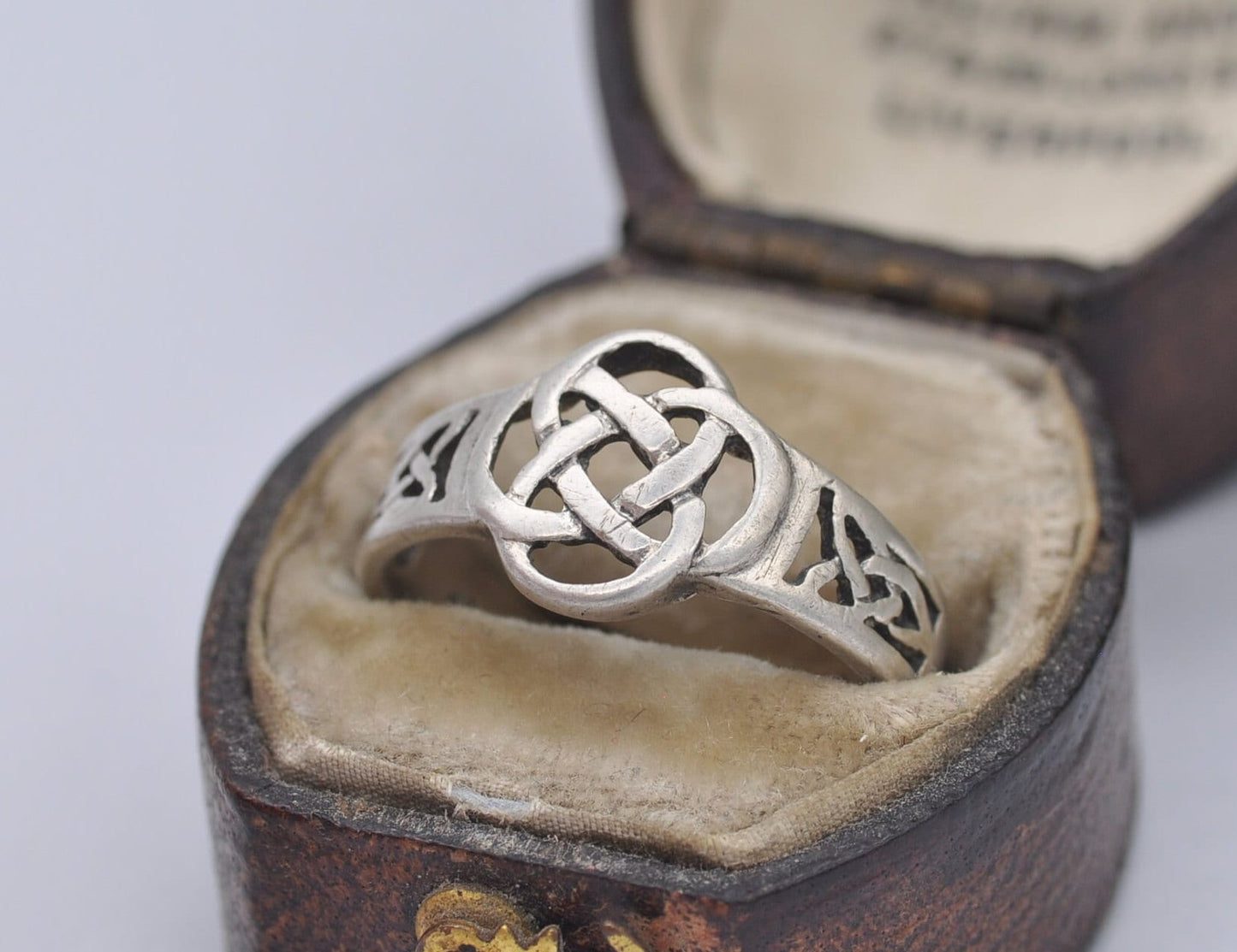 Silver Woven Celtic Knot Ring - Openwork Knotted Band / Vintage Jewellery 925 Sterling / Everyday / Unisex / UK Size - L 1/2 / US Size - 6