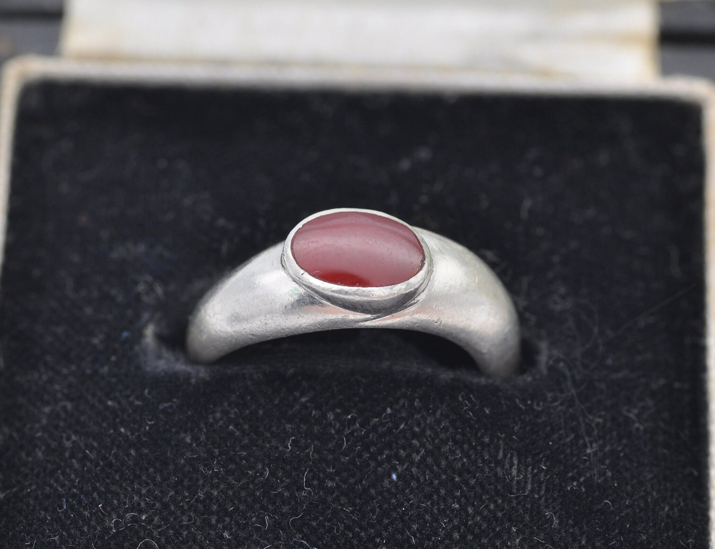 Vintage Sterling Silver & Carnelian Twist Ring - UK Size - M / US Size - 6 1/4