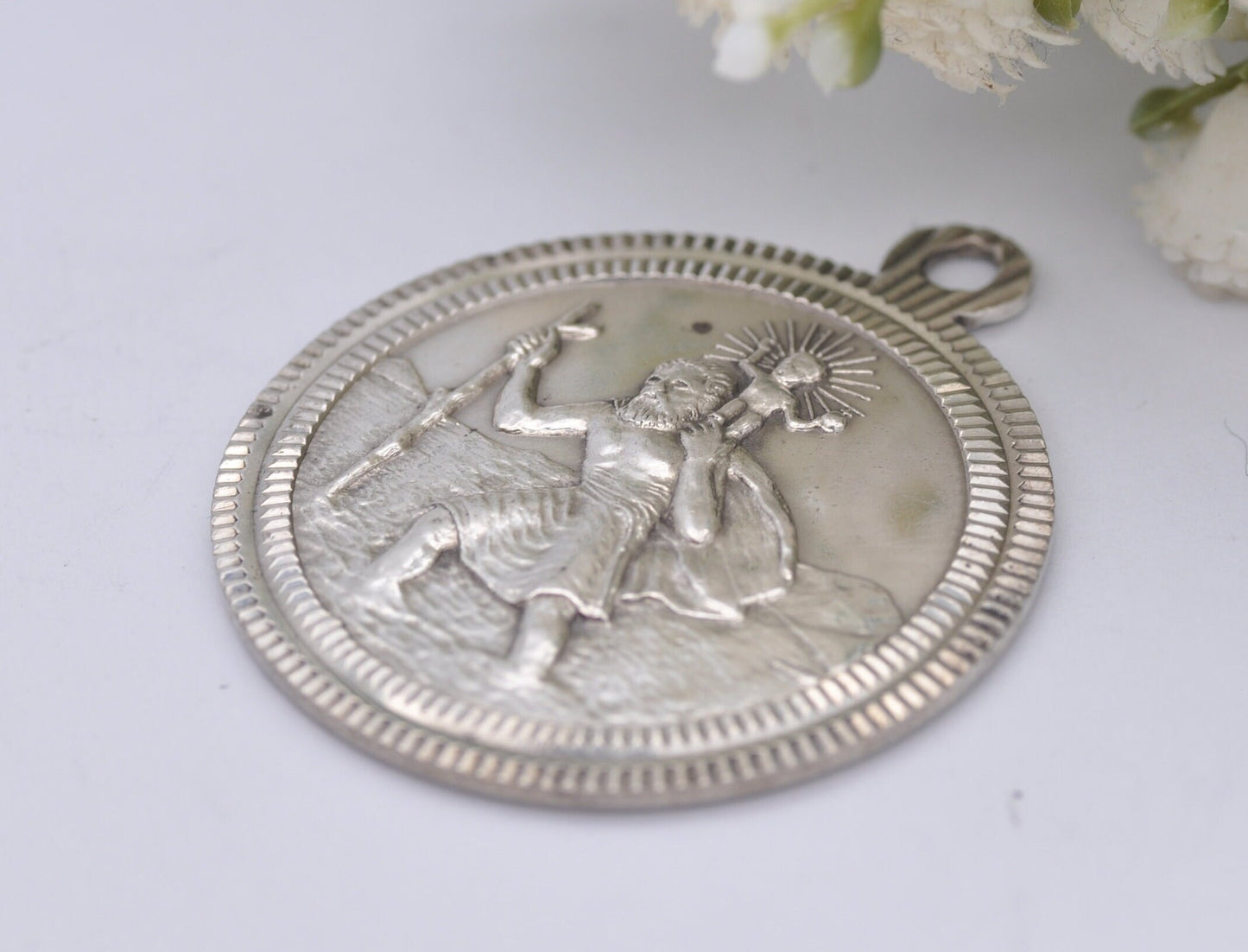 Vintage Sterling Silver St Christopher Pendant Slade & Kempton - 1977 Hallmarked / Saint of Travel / Adventure / Christianity Religious