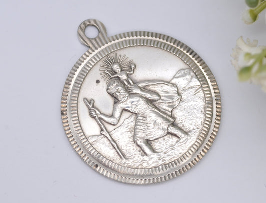 Vintage Sterling Silver St Christopher Pendant Slade & Kempton - 1977 Hallmarked / Saint of Travel / Adventure / Christianity Religious