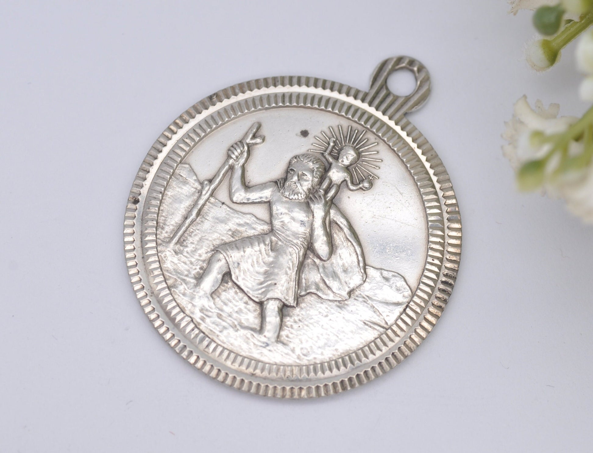 Vintage Sterling Silver St Christopher Pendant Slade & Kempton - 1977 Hallmarked / Saint of Travel / Adventure / Christianity Religious