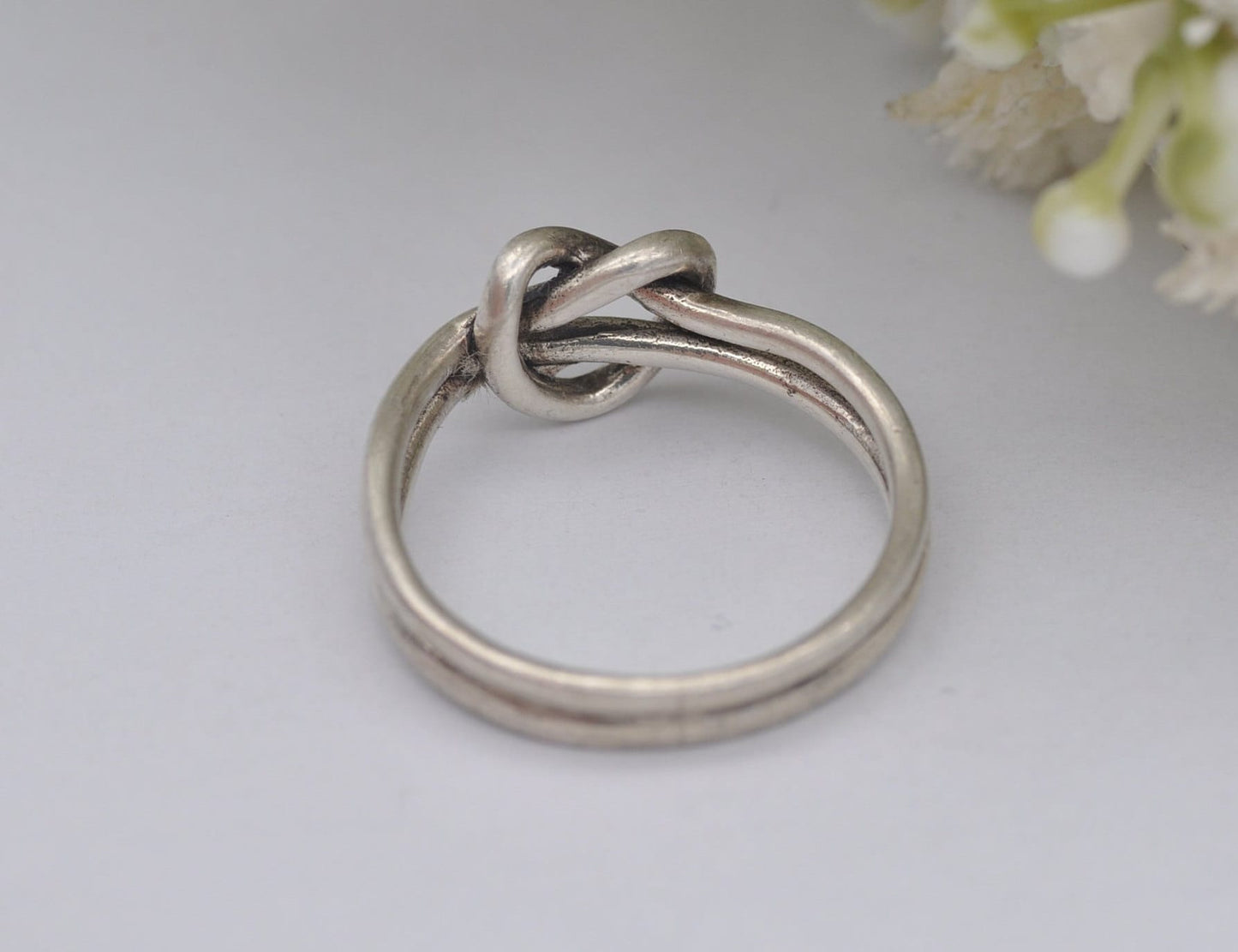 Vintage Sterling Silver Knotted Heart Ring - UK Size - N / US Size - 6 1/2