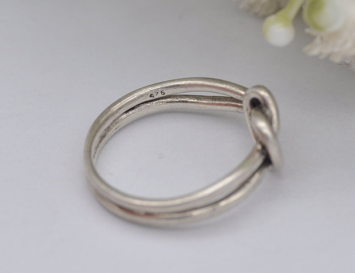 Vintage Sterling Silver Knotted Heart Ring - UK Size - N / US Size - 6 1/2