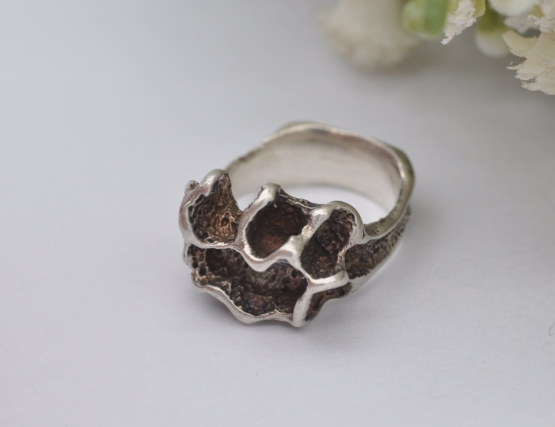 Vintage Sterling Silver Brutalist Ring - UK Size - K / US Size - 5 1/4