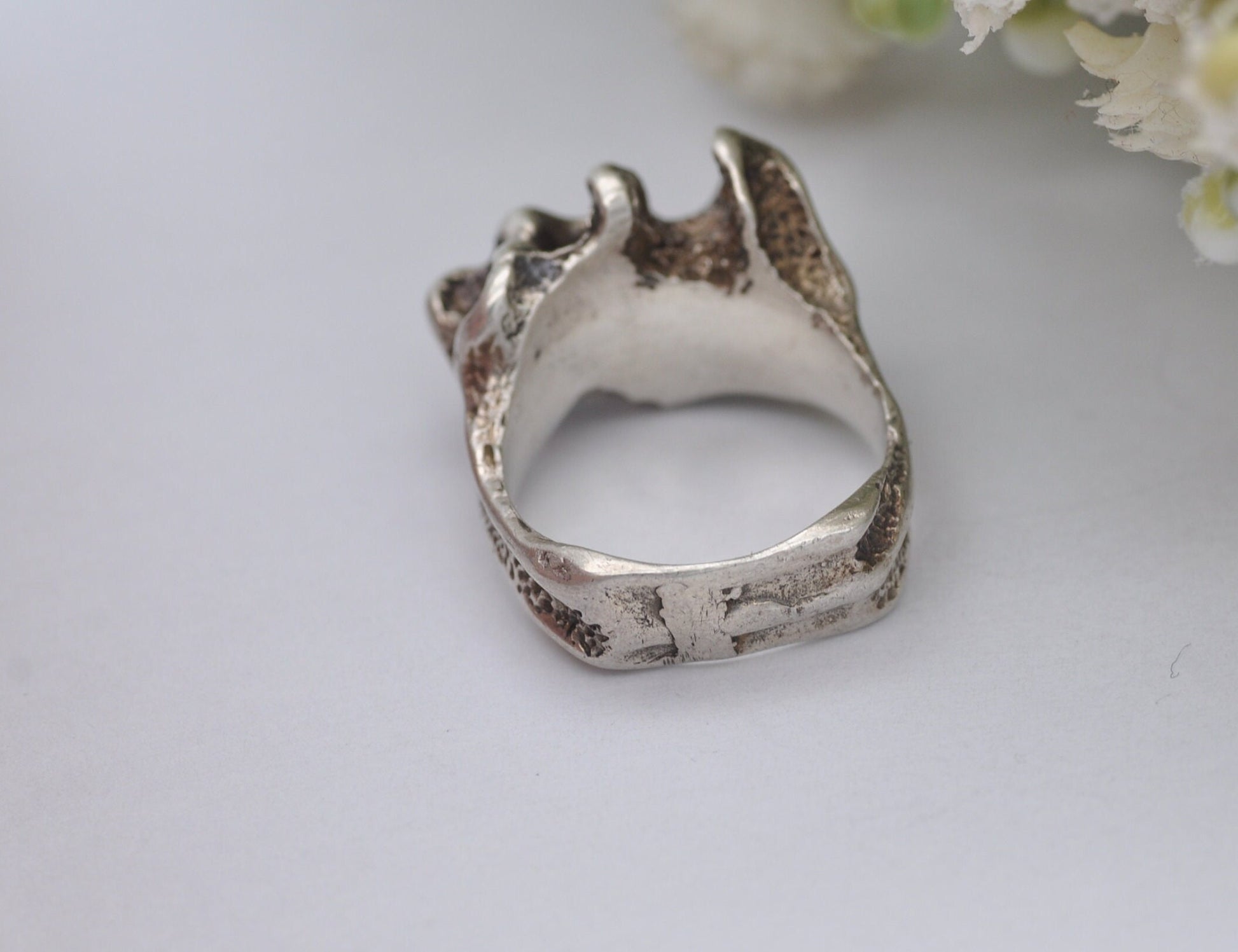 Vintage Sterling Silver Brutalist Ring - UK Size - K / US Size - 5 1/4