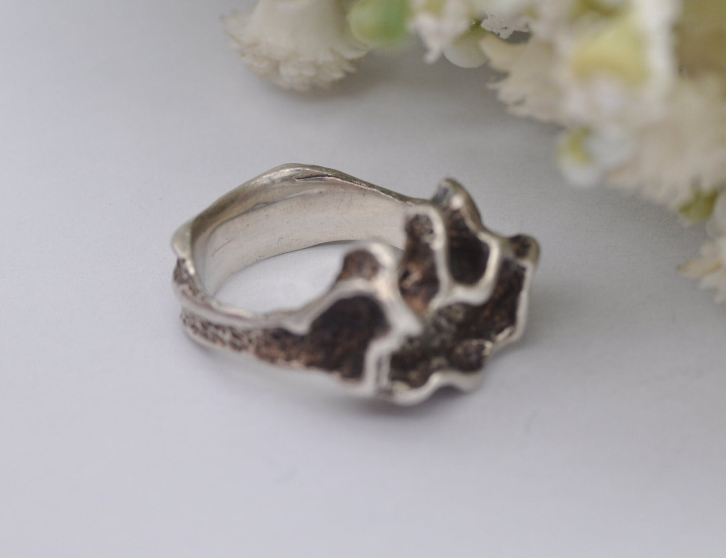 Vintage Sterling Silver Brutalist Ring - UK Size - K / US Size - 5 1/4