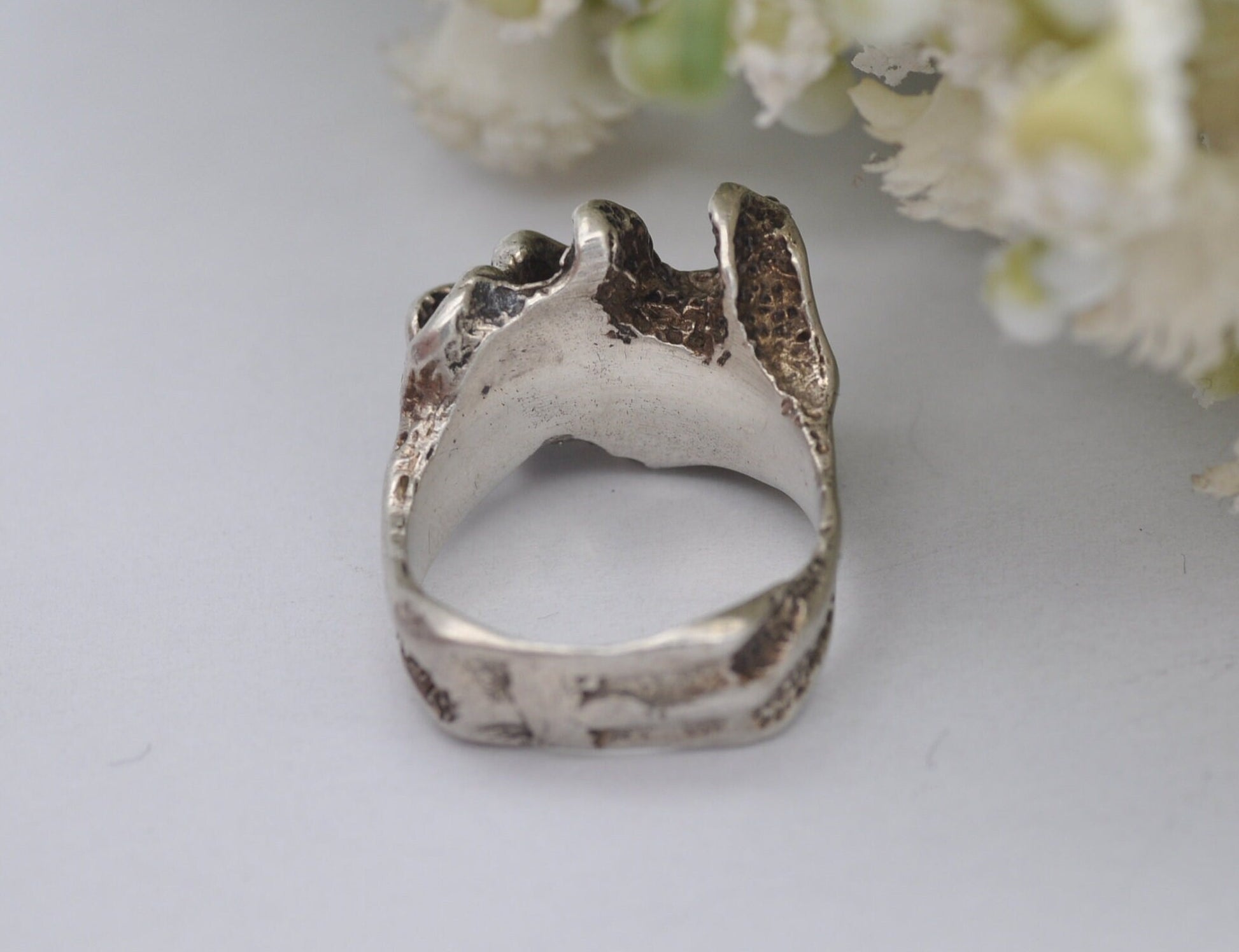 Vintage Sterling Silver Brutalist Ring - UK Size - K / US Size - 5 1/4