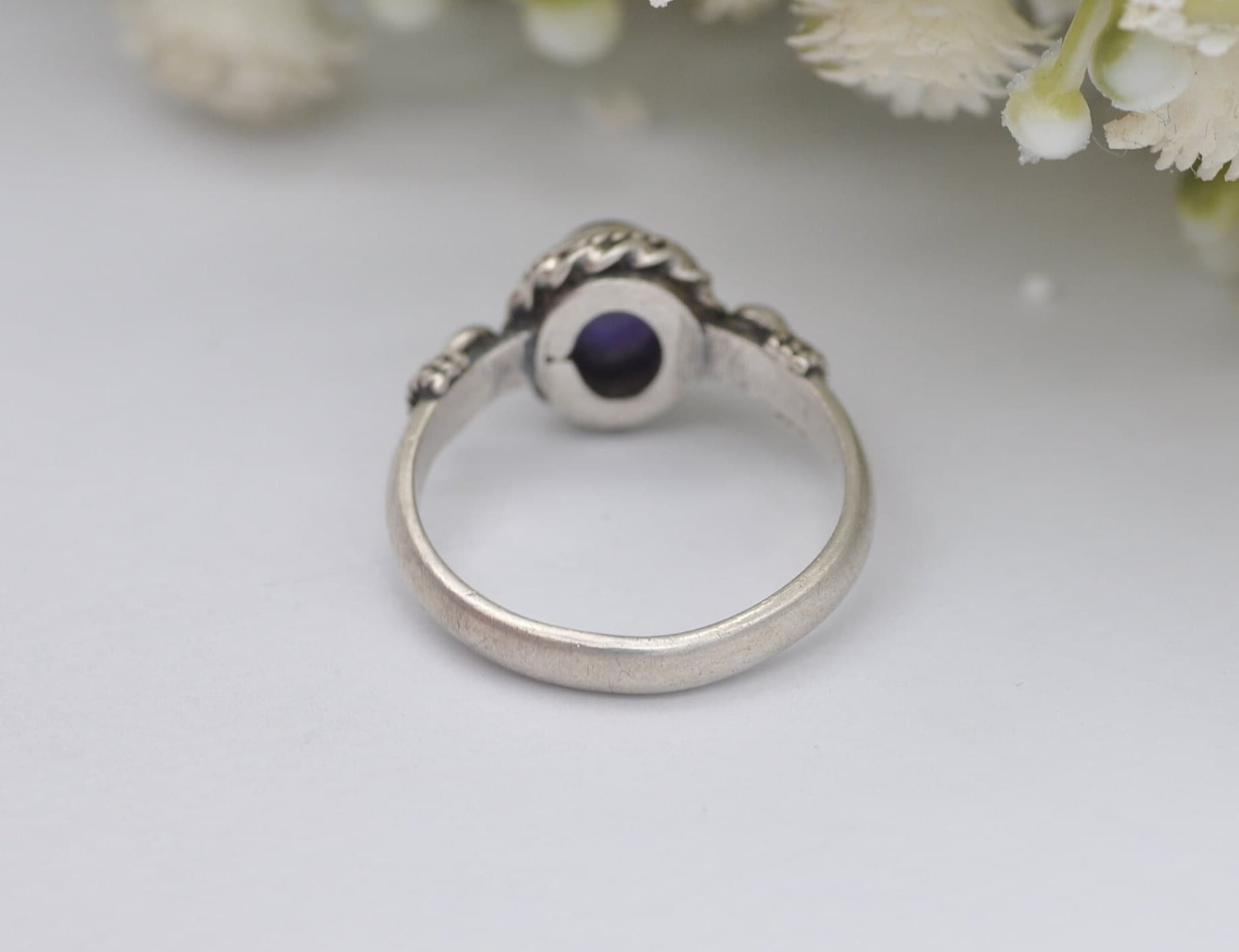 Vintage Sterling Silver Amethyst Ring - UK Size - N / US Size - 6 3/4