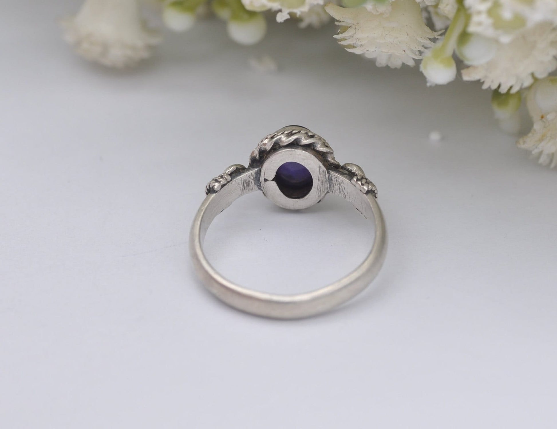 Vintage Sterling Silver Amethyst Ring - UK Size - N / US Size - 6 3/4