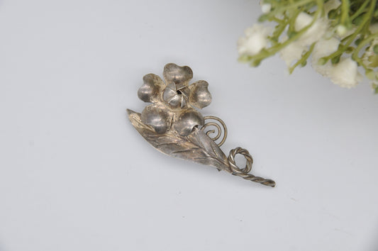 Vintage Sterling Silver Flower Brooch - Handmade Figural Floral Jewellery