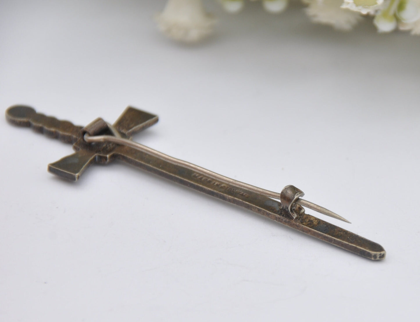 Vintage Scottish Sterling Silver Sword Brooch - Kilt Pin / Made in Great Britain