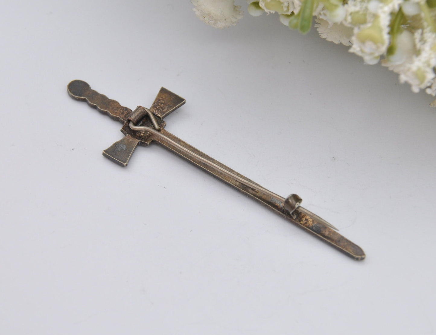 Vintage Scottish Sterling Silver Sword Brooch - Kilt Pin / Made in Great Britain