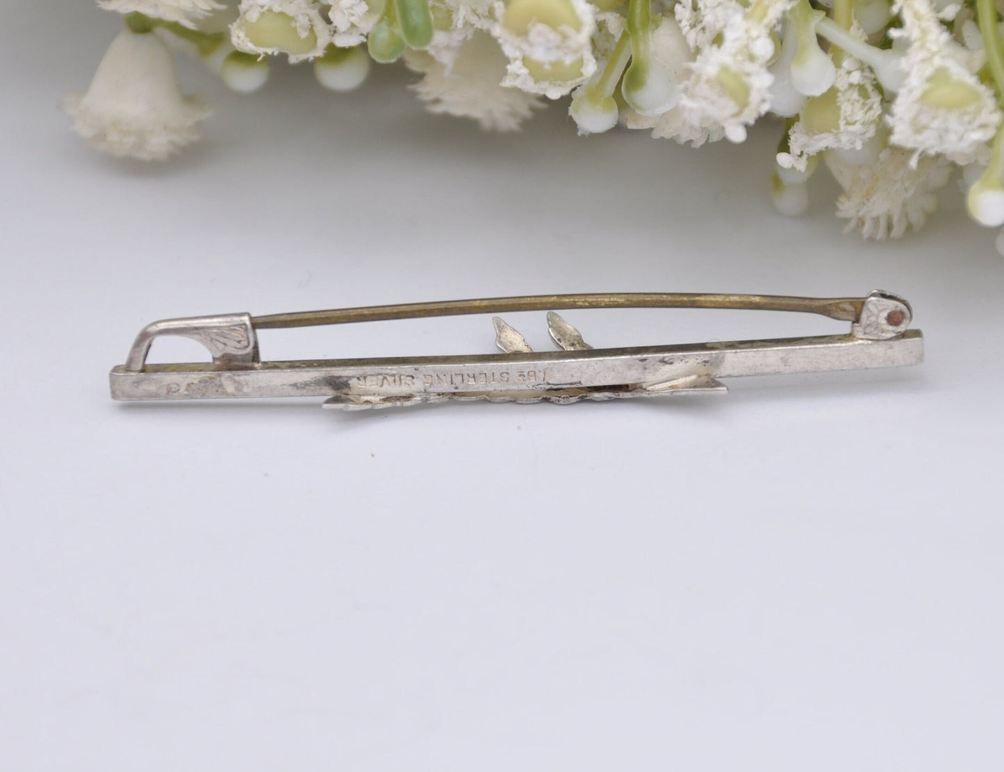 Vintage Ward Brothers Sterling Silver Scottish Bar Brooch - Wheat Sheaf / Grain / Signed