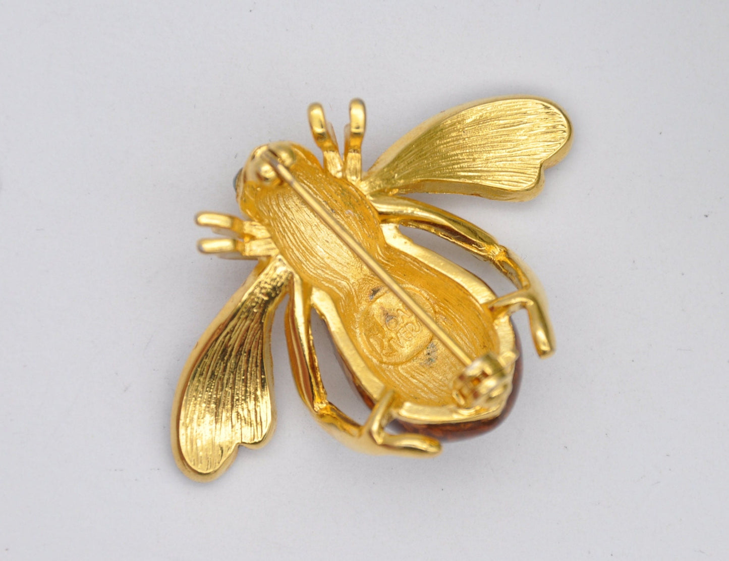 Vintage Joan Rivers Bee Brooch - Gold Tone Brown Enamel and Rhinestone Flying Bug