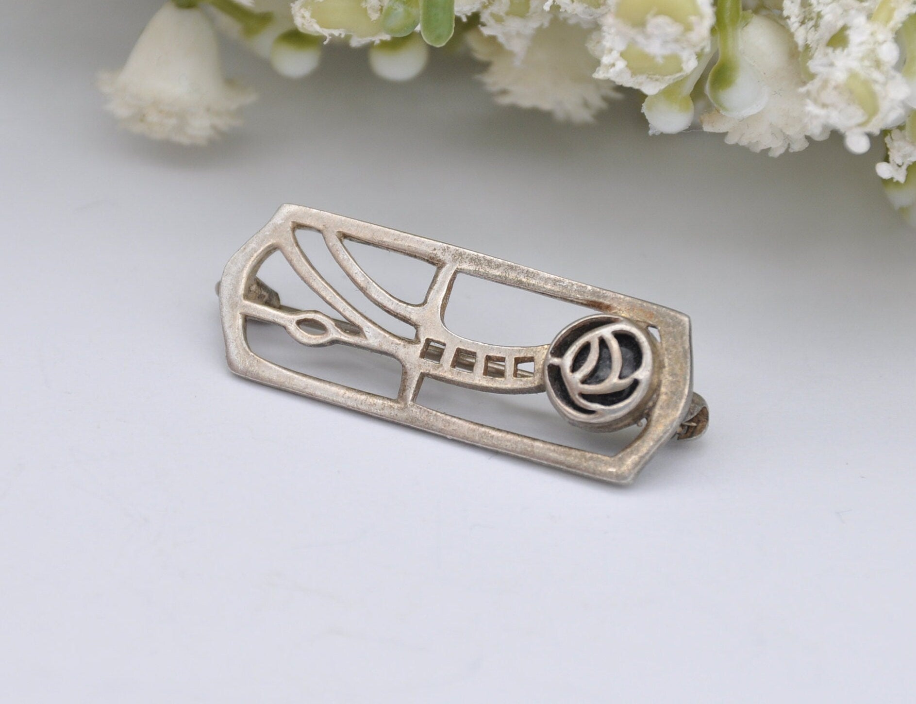 Vintage Kit Heath Sterling Silver Brooch - Mackintosh Style / Scottish Celtic Design