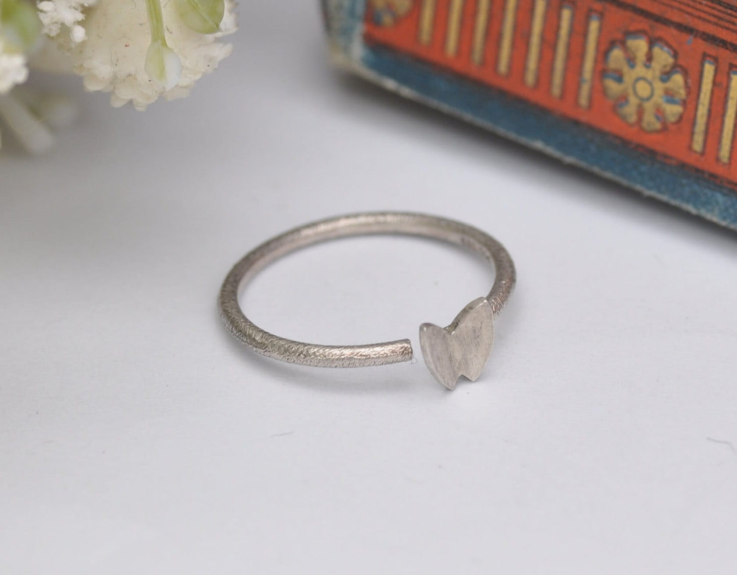 Minimalist Sterling Silver Butterfly Ring - UK Size - K 1/2 / US Size - 5 1/2