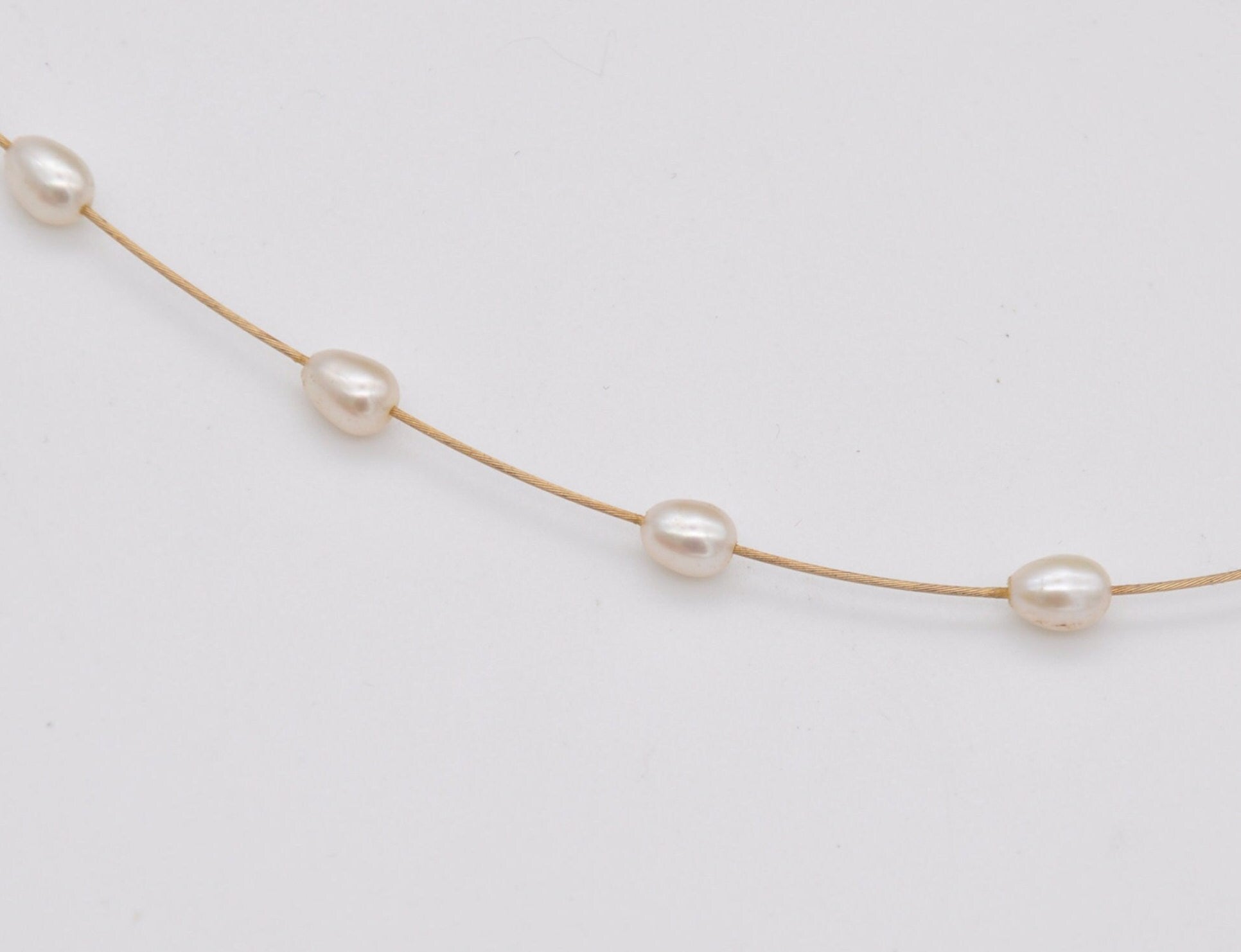 Vintage 18ct Gold and Pearl Necklace - Cultured Pearl | Oval Beads | Princess Length 19.5"