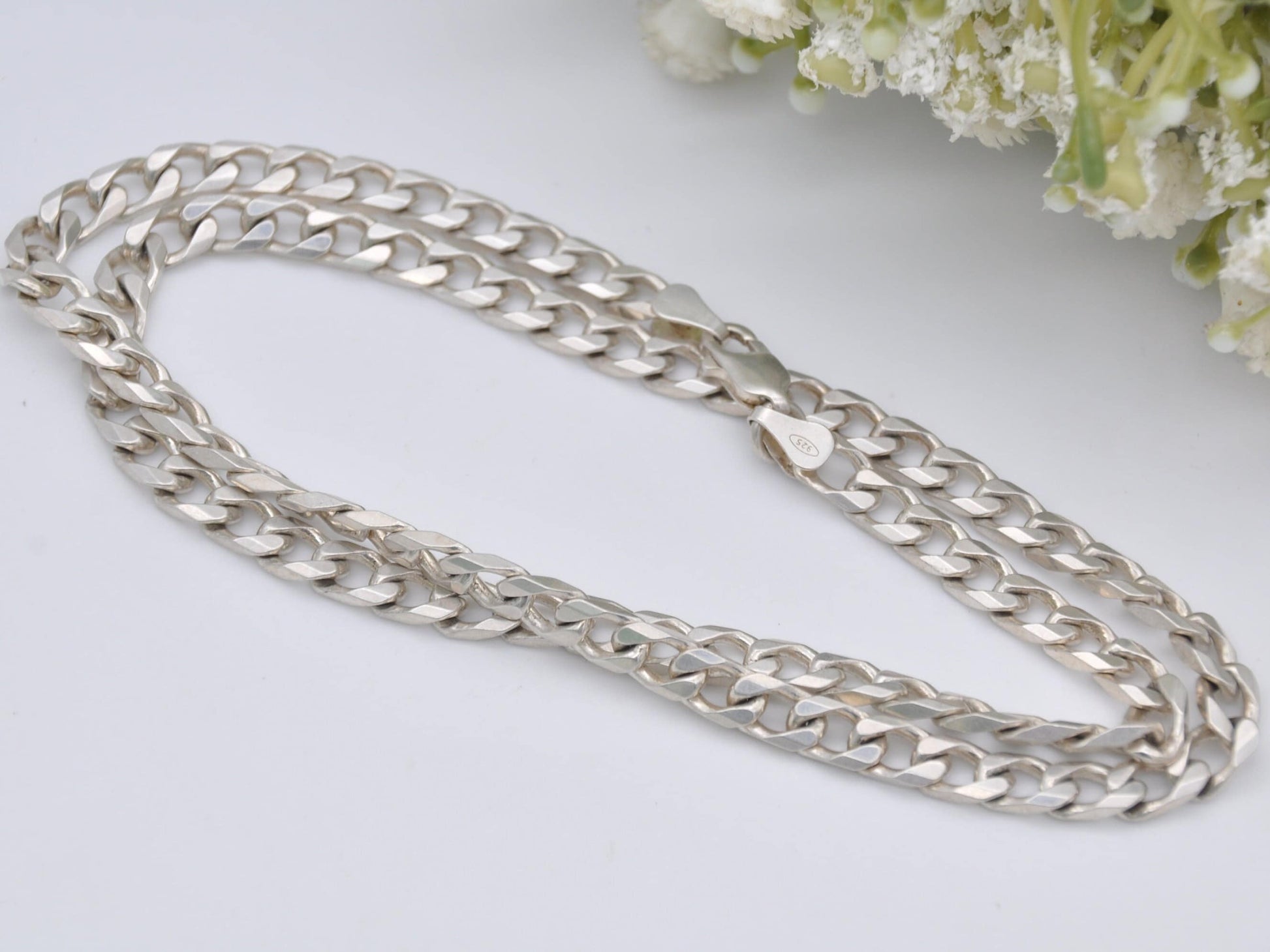 Vintage Sterling Silver Curb Link Chain Necklace - Chunky Y2K Flat Curb