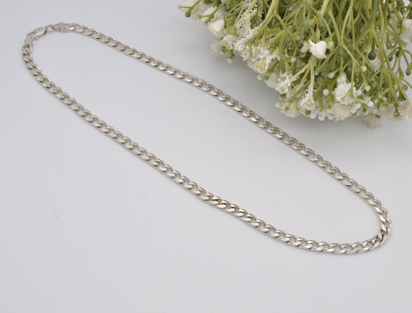 Vintage Sterling Silver Curb Link Chain Necklace - Chunky Y2K Flat Curb