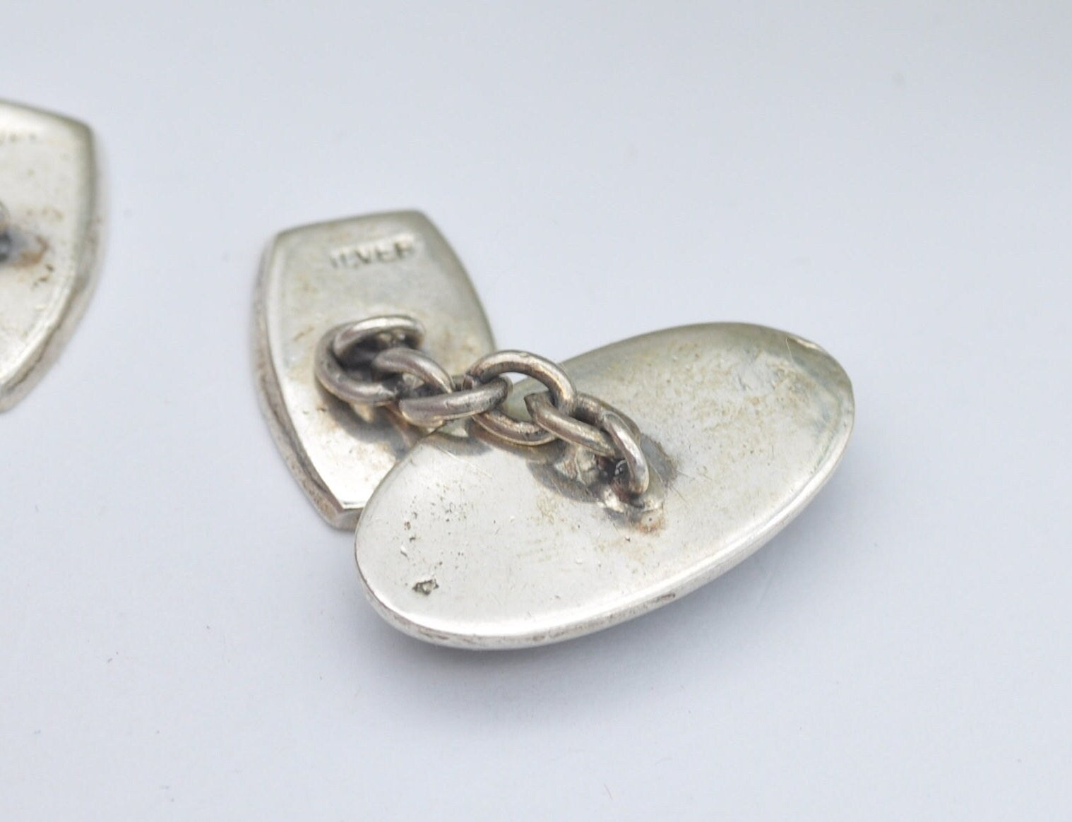 Vintage Celtic Sterling Silver Moss Agate Cuff Links - Celtic Knot Jewellery