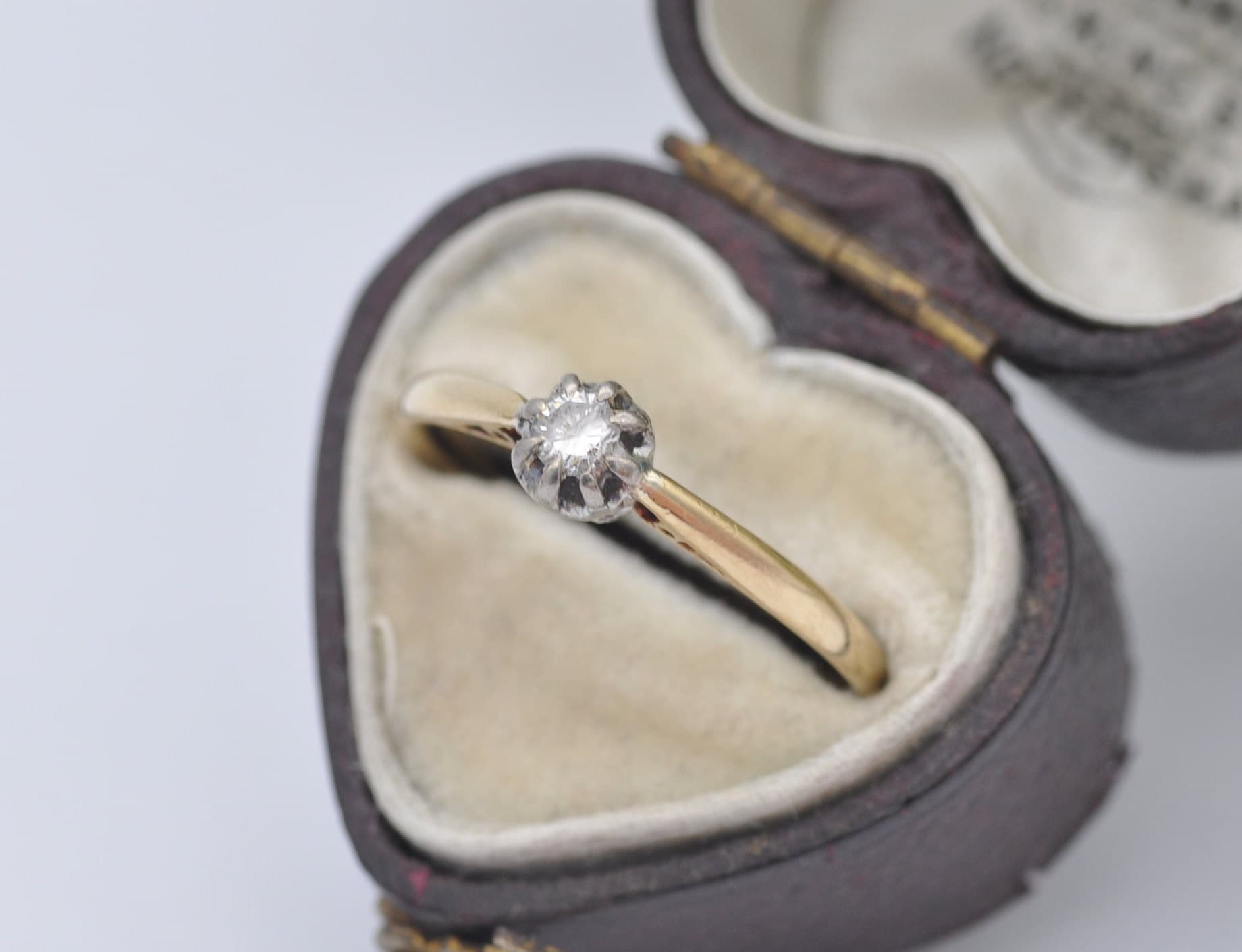 Antique 18ct Gold & Platinum Diamond Engagement Ring - UK Size - O / US Size - 7 1/4