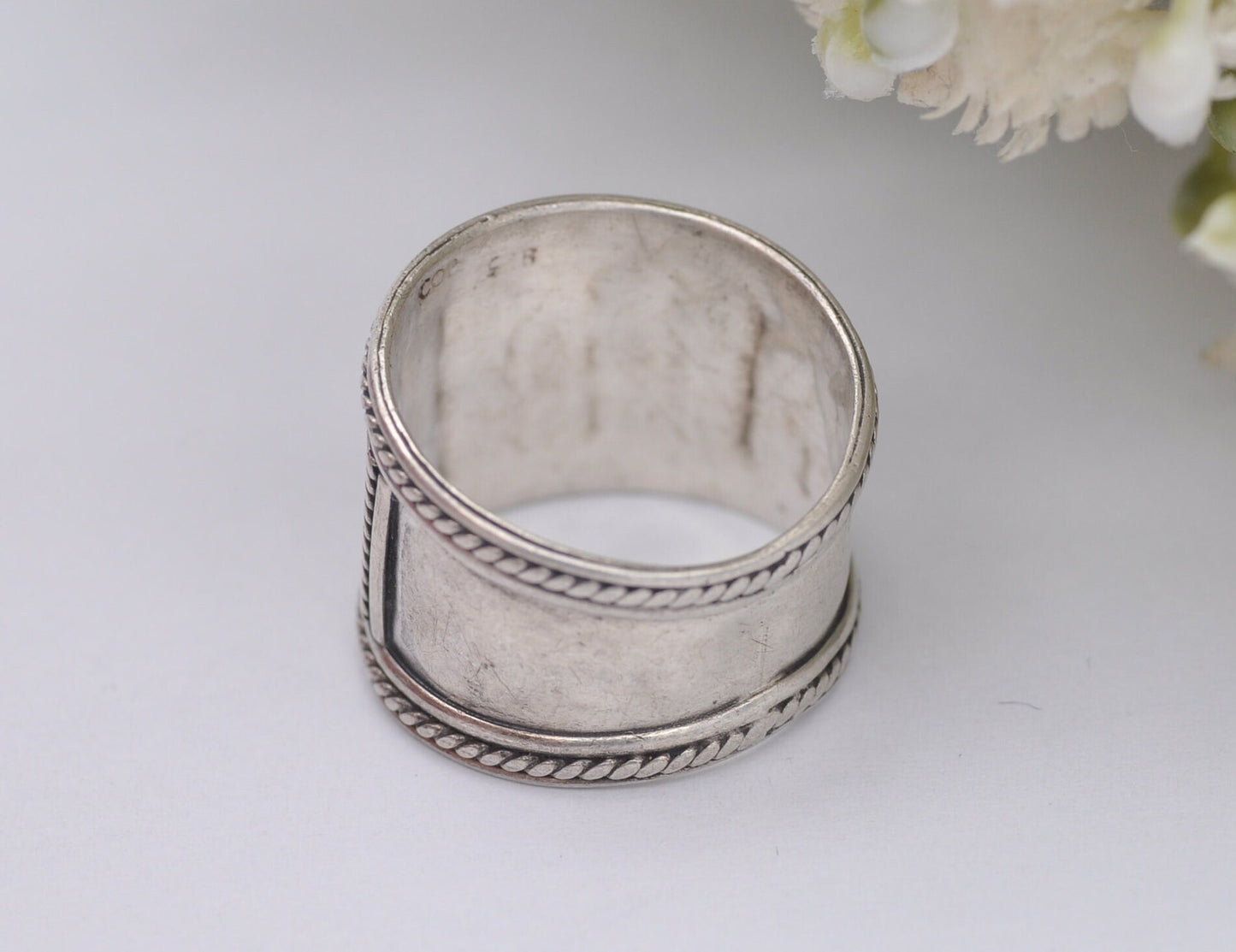 Silver Filigree Band Ring - India Ring | 925 Sterling Silver | Swirl Design | Chunky Twist Wave | Small Size | UK Size - M | US Size - 6 1/4