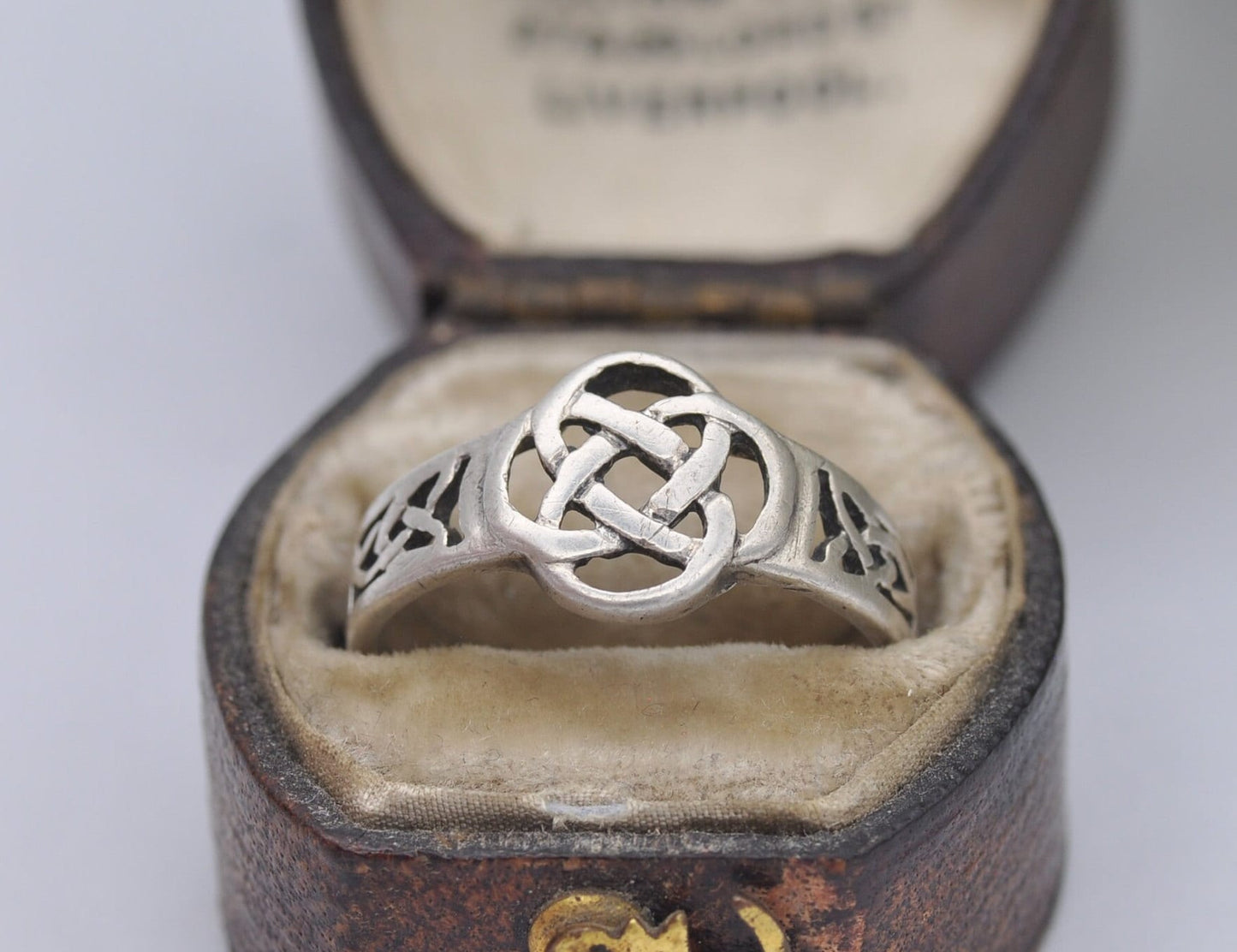 Silver Woven Celtic Knot Ring - Openwork Knotted Band / Vintage Jewellery 925 Sterling / Everyday / Unisex / UK Size - L 1/2 / US Size - 6