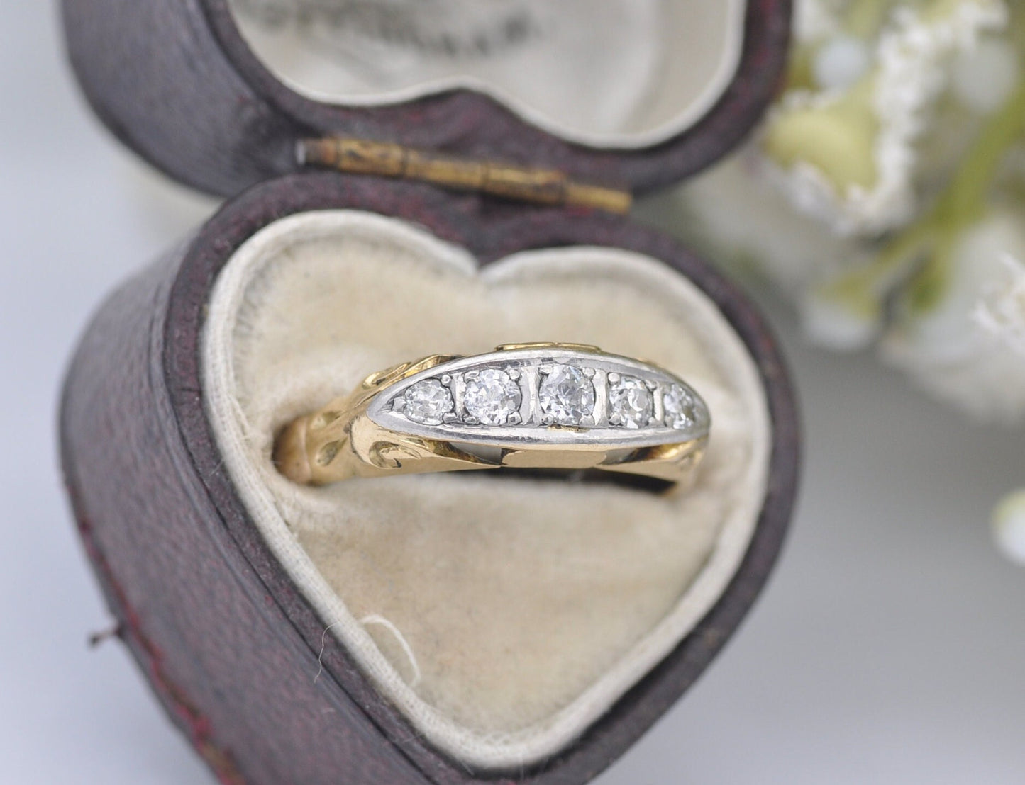 Antique 18ct Gold Diamond Boat Ring