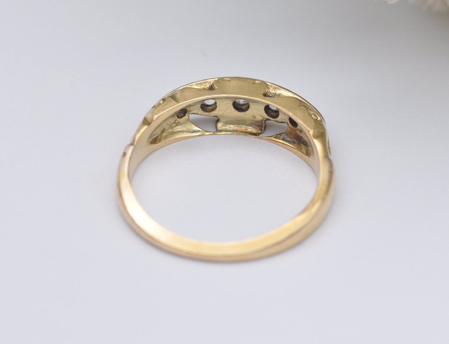 Antique 18ct Gold Diamond Boat Ring