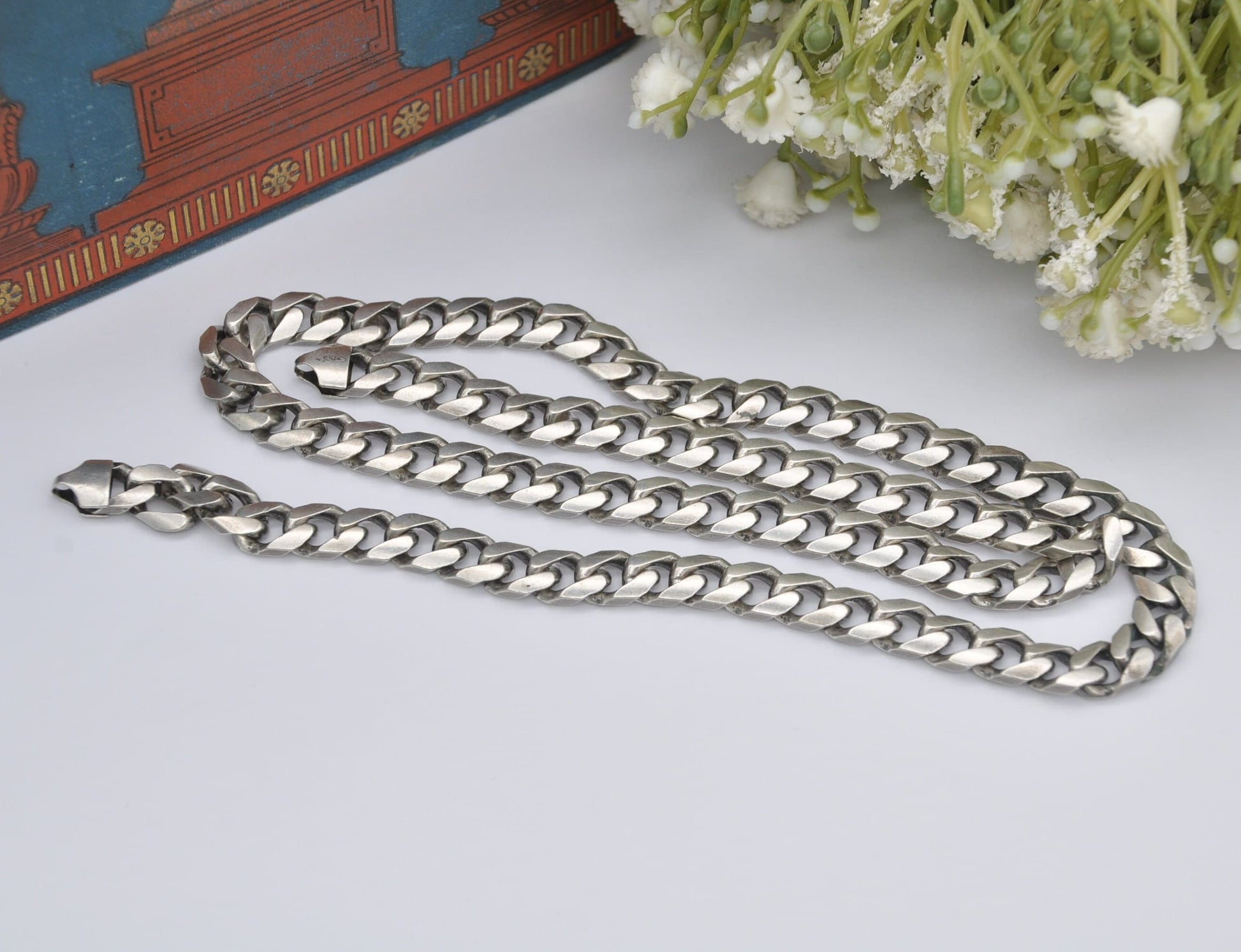 Chunky Sterling Silver Curb Link Chain Necklace